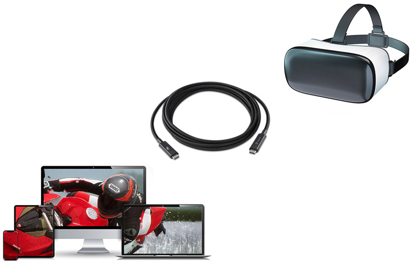 vr goggles next to computer with Pure Fi usb-c cable
